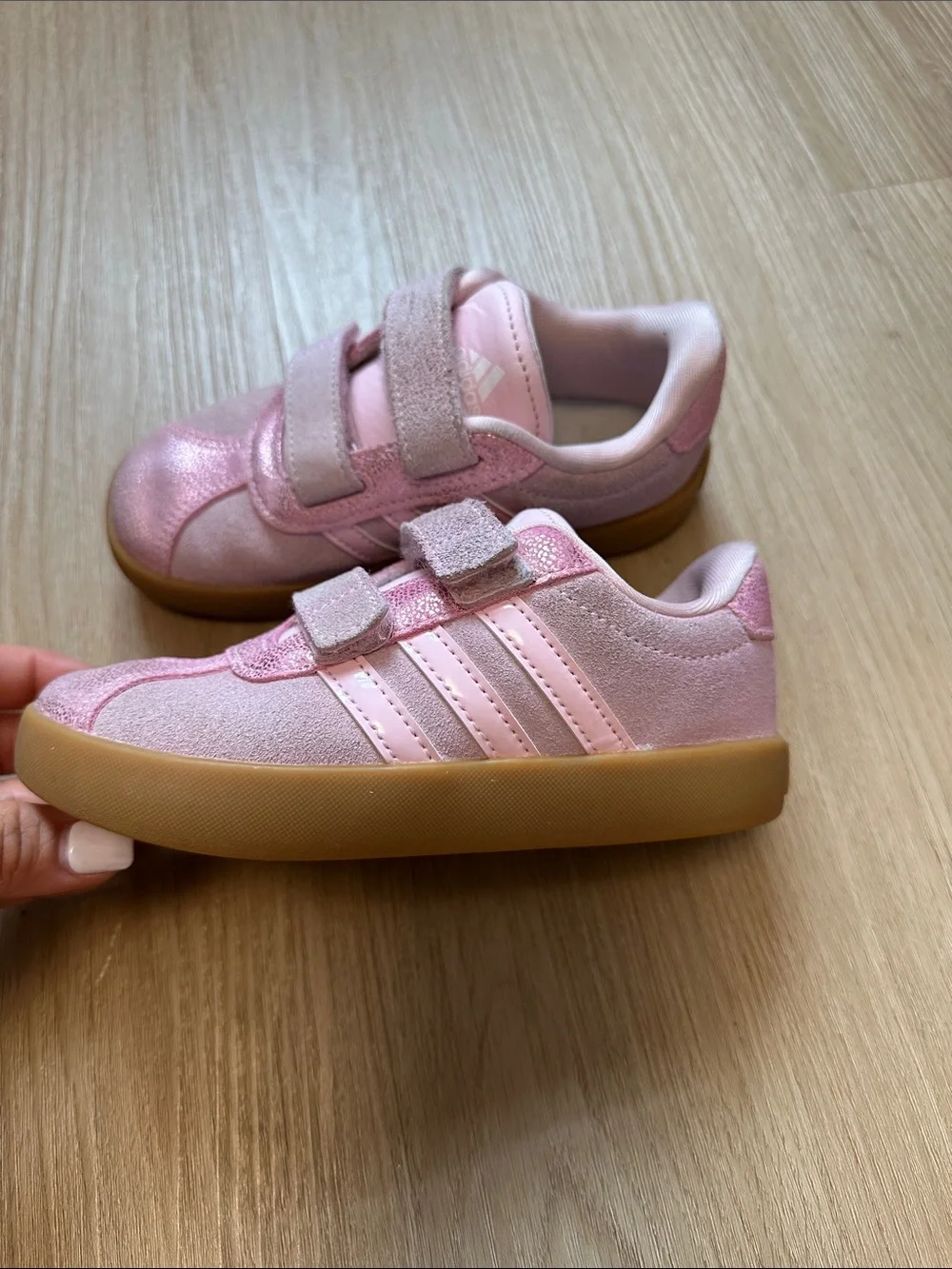 adidas Pink Kids Velcro Suede Sneakers